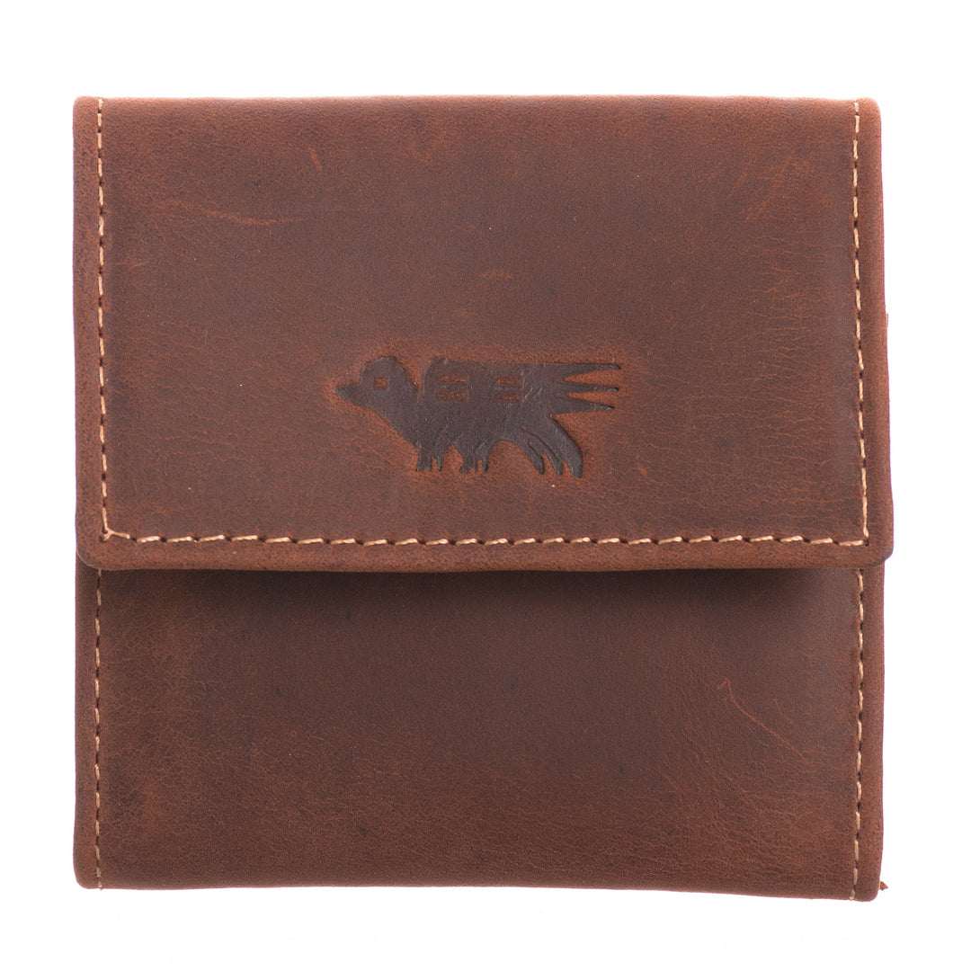 Men's Two Compartment Dark Brown Leather Coin Wallet - Esquire in Dark Brown
