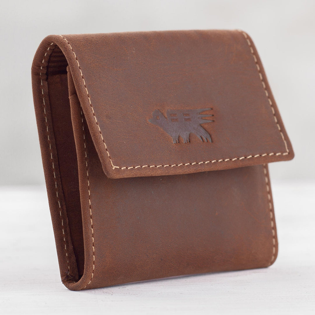 Men's Two Compartment Dark Brown Leather Coin Wallet - Esquire in Dark Brown