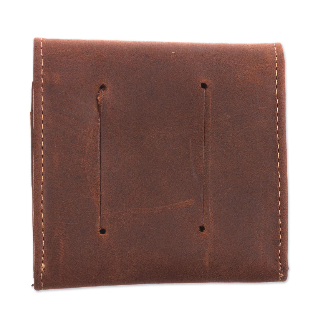 Men's Two Compartment Dark Brown Leather Coin Wallet - Esquire in Dark Brown