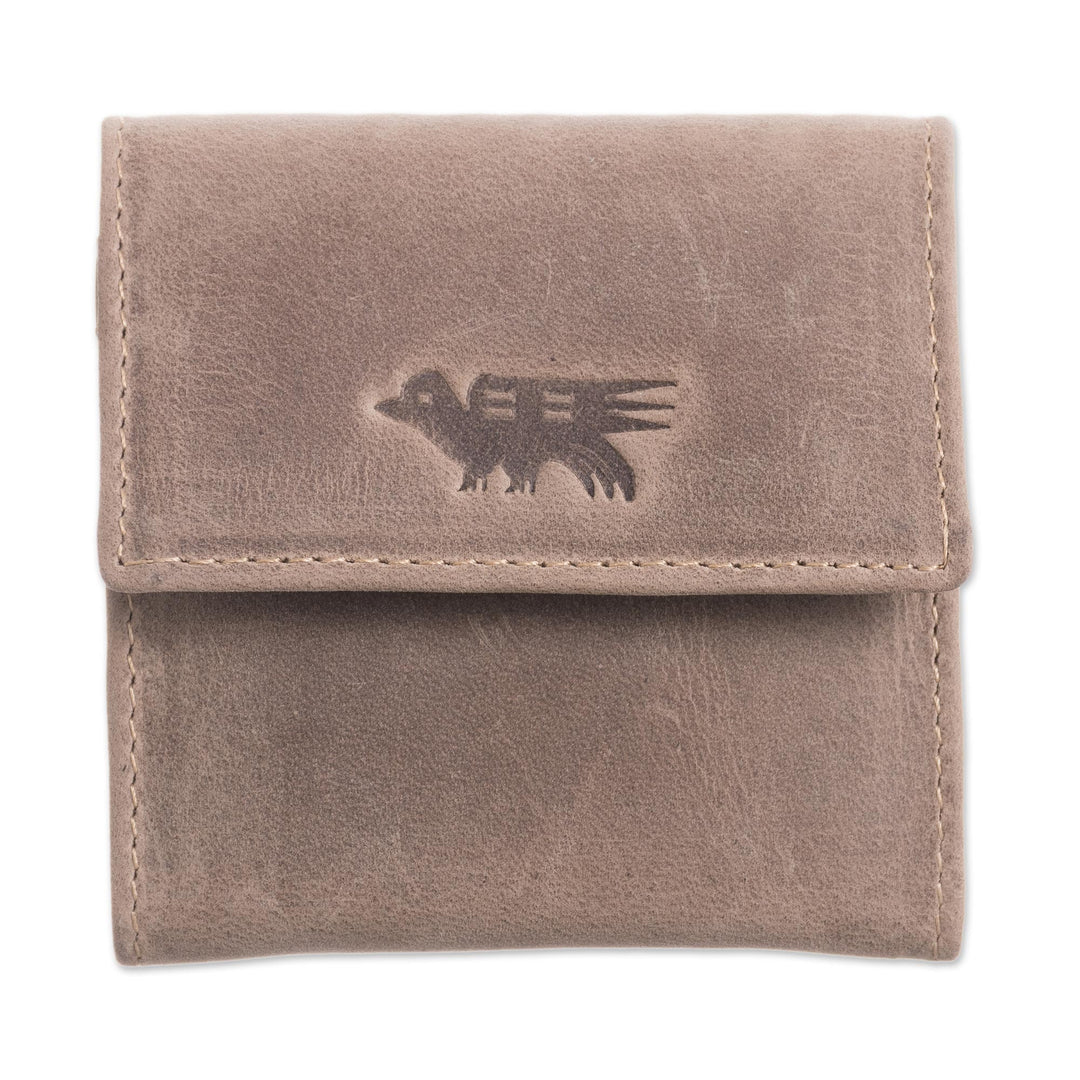 Men's Two Compartment Light Brown Leather Coin Wallet - Esquire in Light Brown