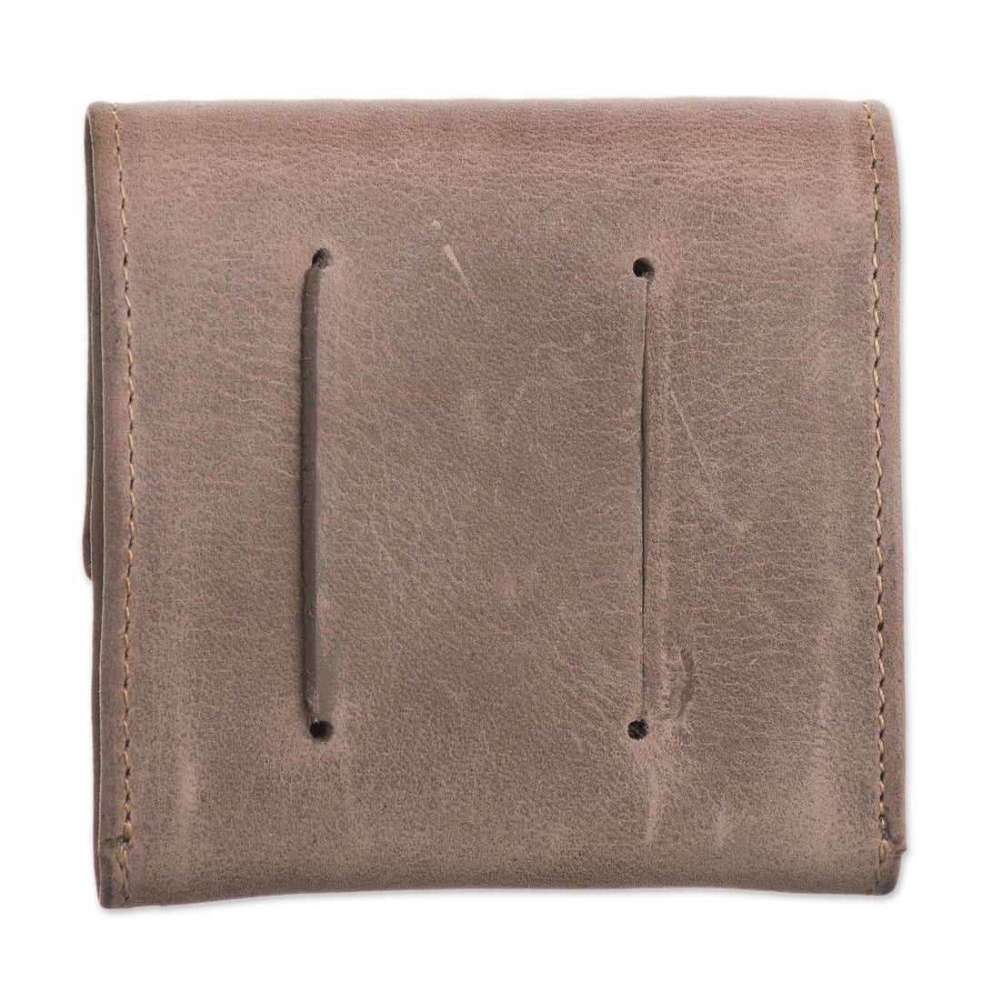 Men's Two Compartment Light Brown Leather Coin Wallet - Esquire in Light Brown