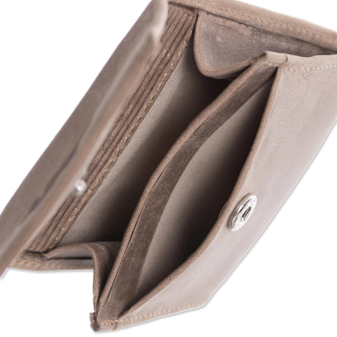 Men's Two Compartment Light Brown Leather Coin Wallet - Esquire in Light Brown