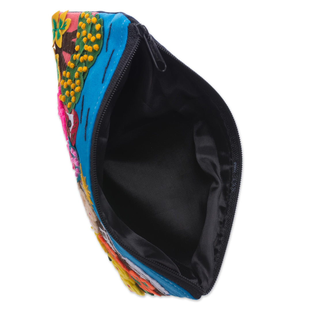 Colorful Andean Scene Cotton Blend Appliqué Pencil Case - Colors of the Andes