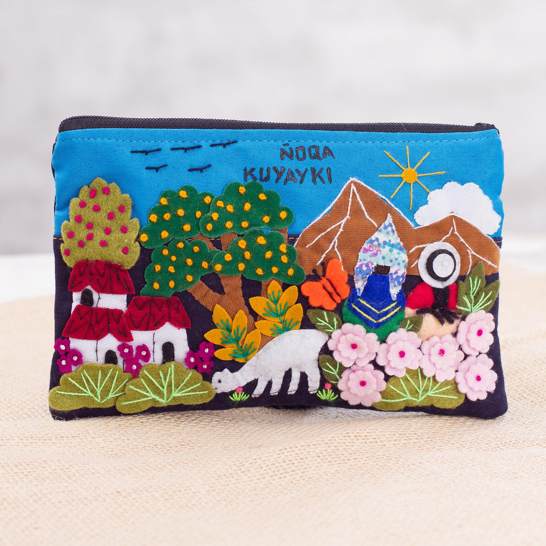 Andean Couple Colorful Cotton Blend Appliqué Pencil Case - Ñoka Kuyayki