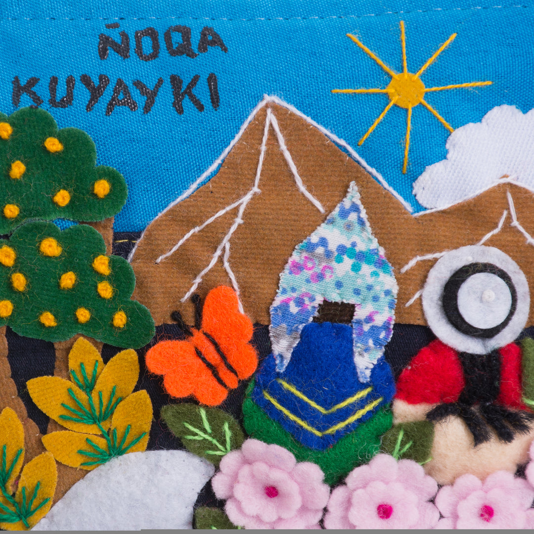 Andean Couple Colorful Cotton Blend Appliqué Pencil Case - Ñoka Kuyayki