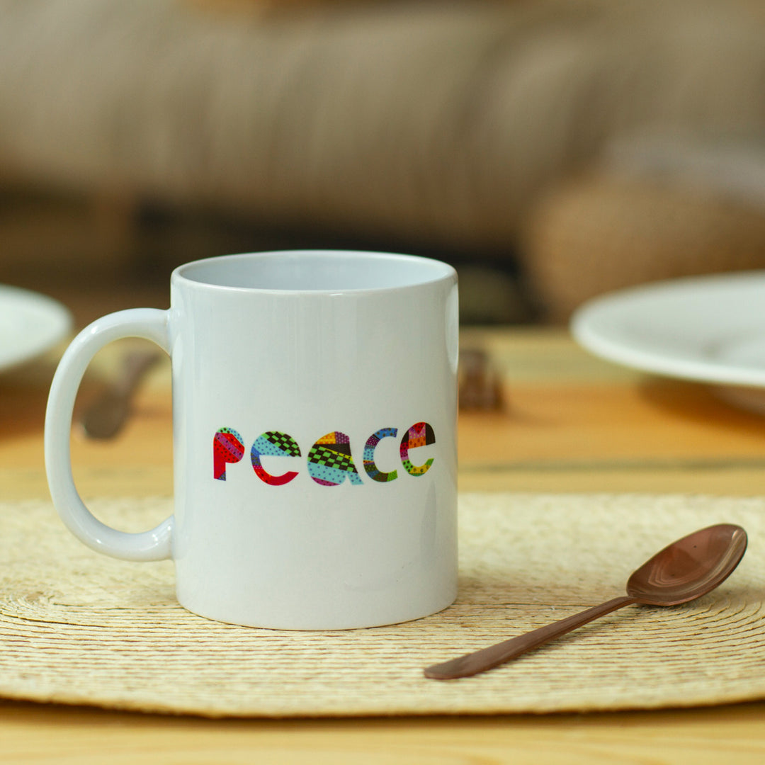 Ceramic Mug with a Hand-Painted Red Dove from Mexico - Red Peace Dove