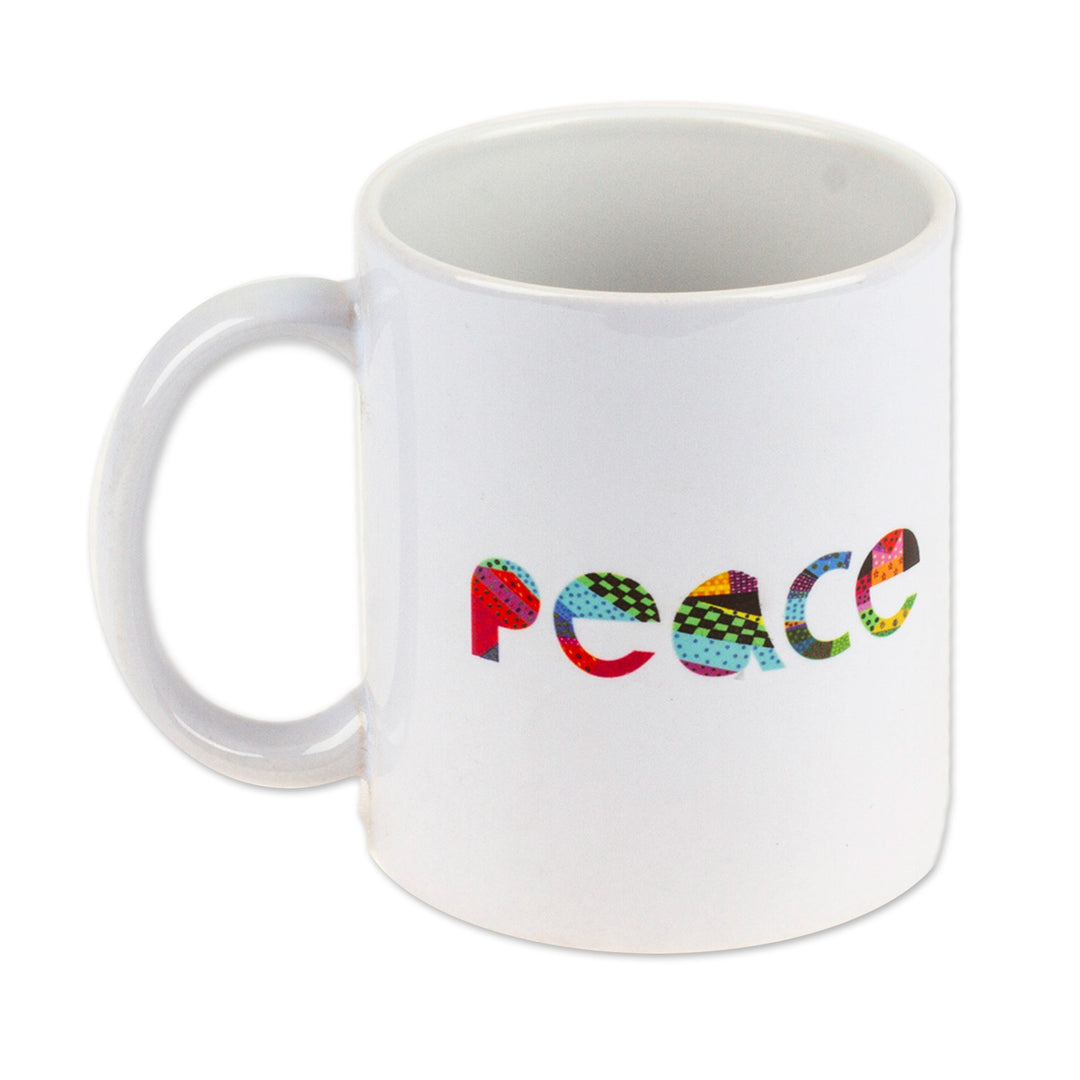 Ceramic Mug with a Hand-Painted Red Dove from Mexico - Red Peace Dove