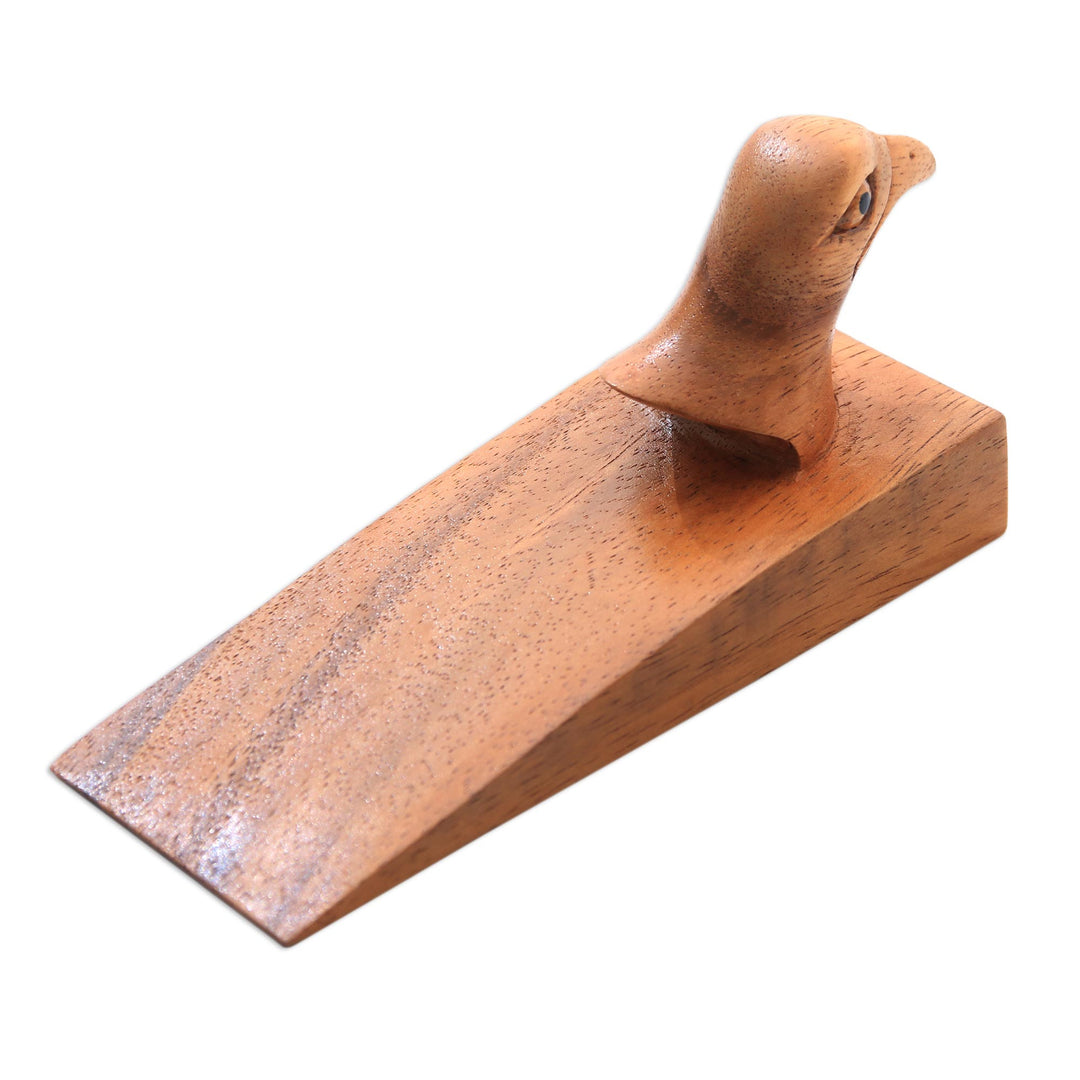 Eagle Head Suar Wood Door Stopper from Bali - Eagle Eye