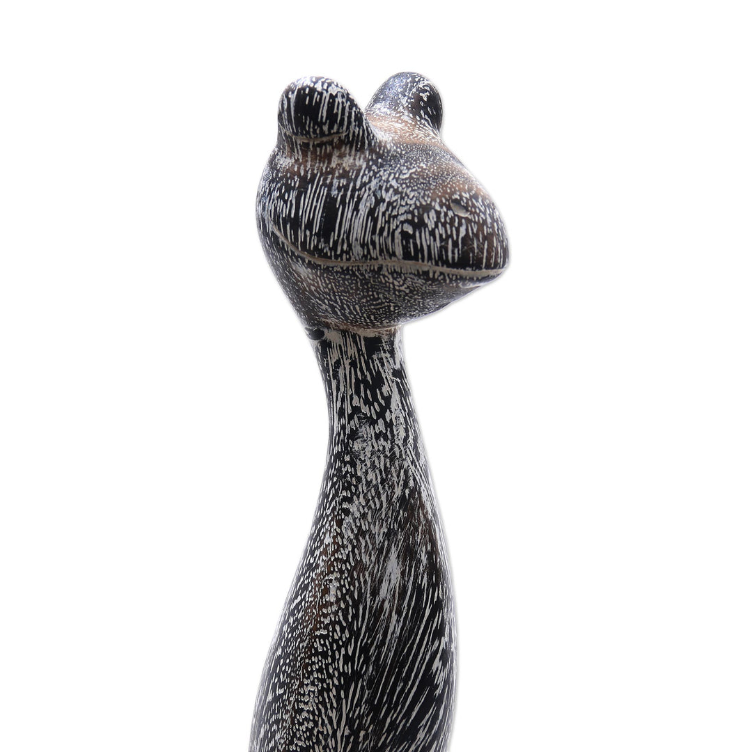 Whitewashed Suar Wood Gecko Back Scratcher from Bali - Whitewashed Gecko Helper