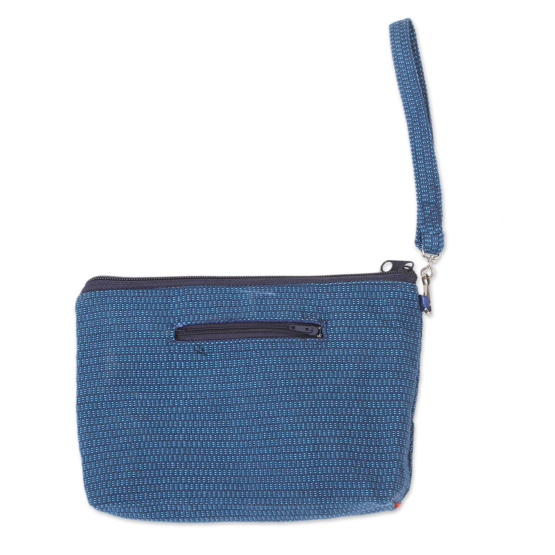 Floral Embroidered Cotton Cosmetic Bag from Mexico - Flowers of Zinacantan