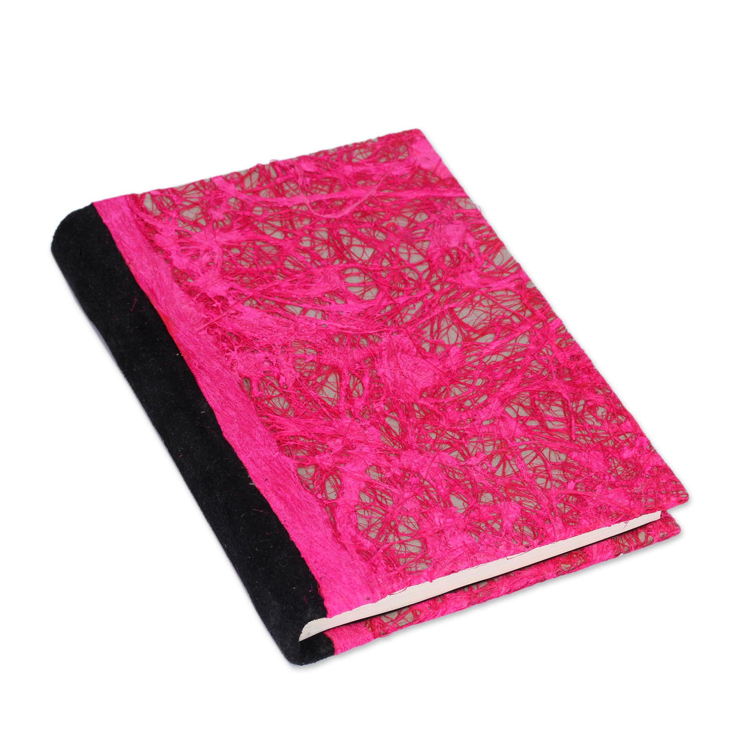 Recycled Paper Journal with Fuchsia Motifs from Mexico - Fuchsia Delicacy