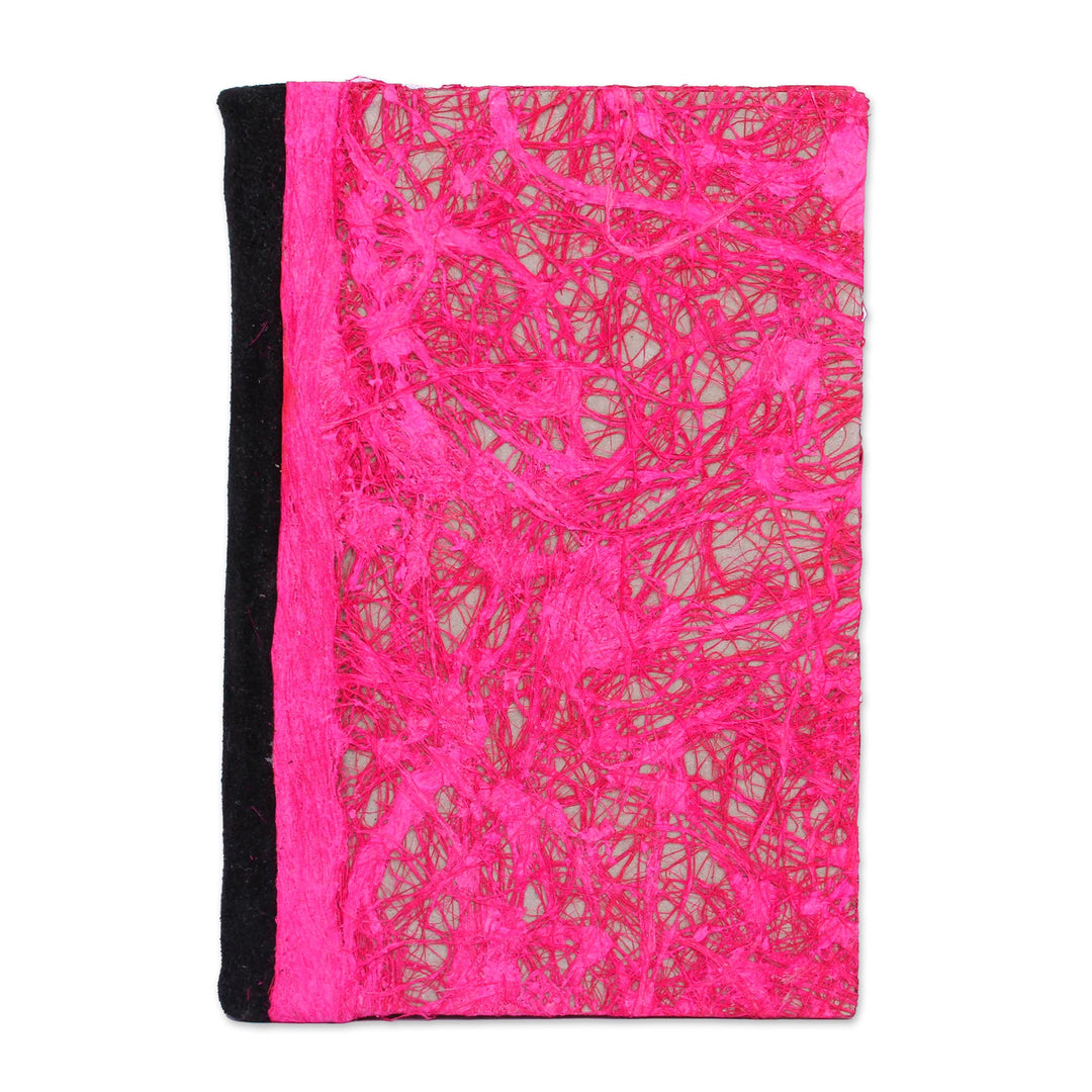 Recycled Paper Journal with Fuchsia Motifs from Mexico - Fuchsia Delicacy