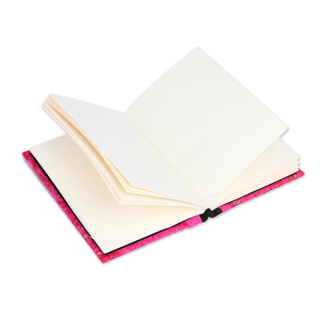 Recycled Paper Journal with Fuchsia Motifs from Mexico - Fuchsia Delicacy