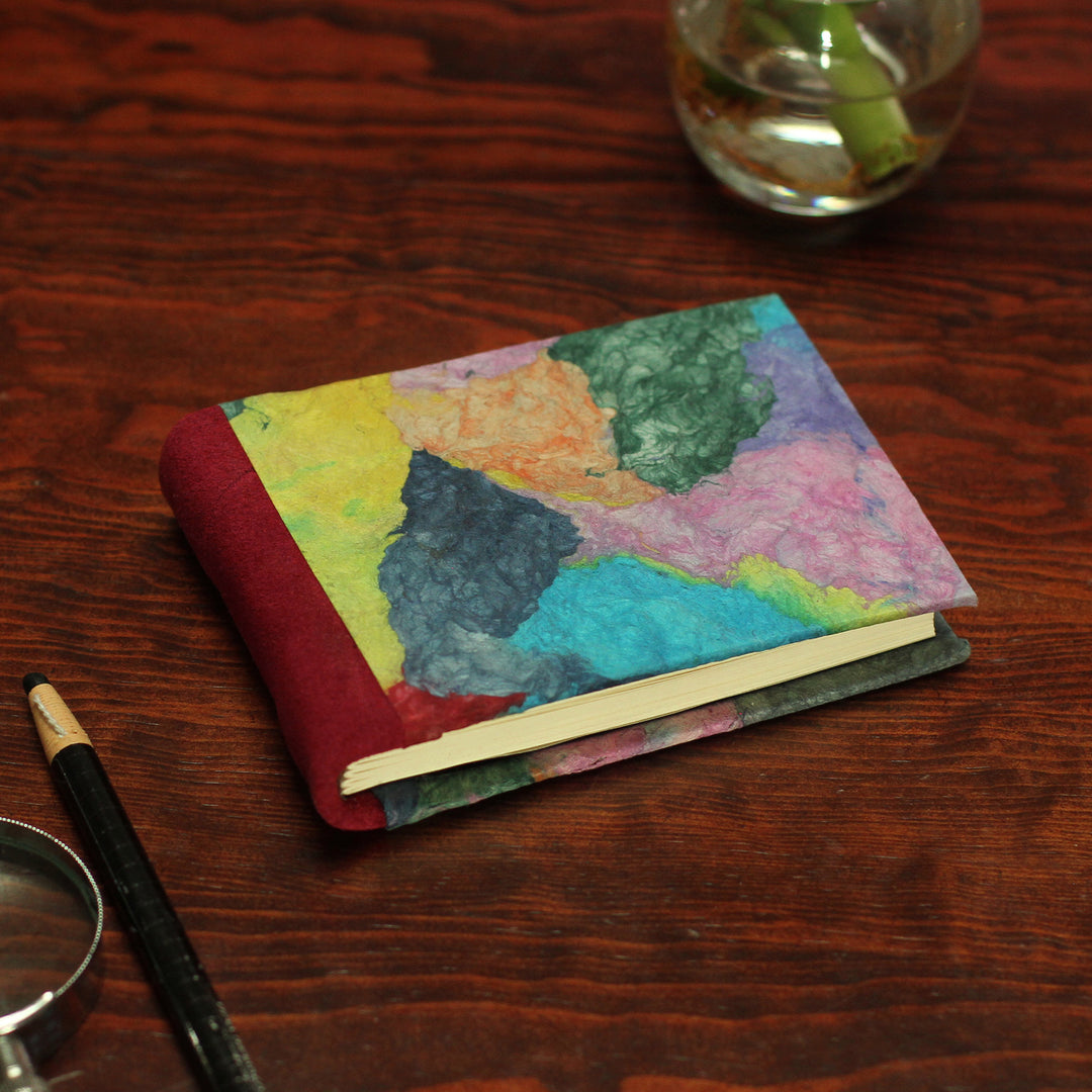 Multicolored Recycled Paper Journal from Mexico - Colorful Collage