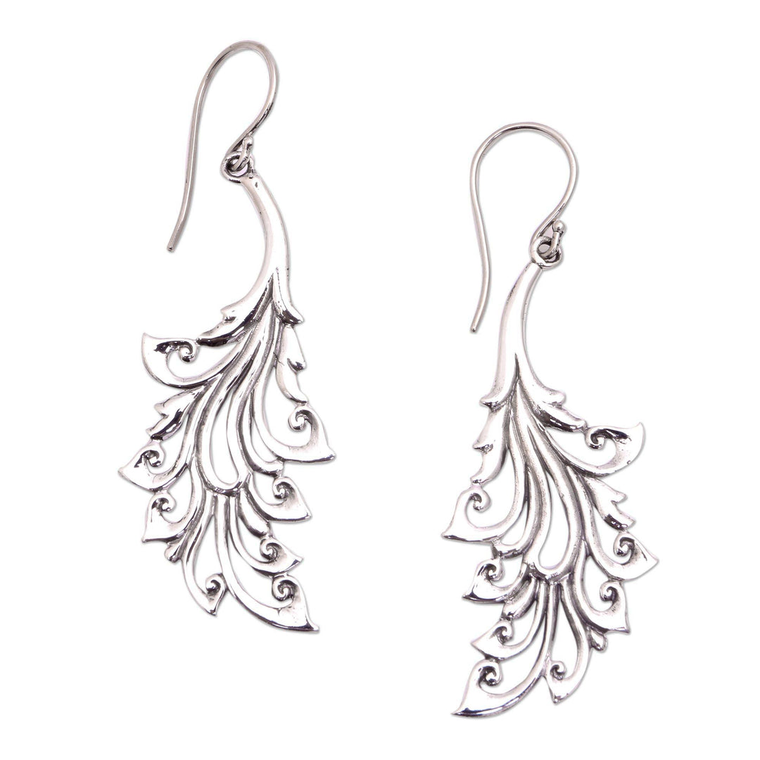 Curl Pattern Sterling Silver Dangle Earrings from Bali - Bladed Curls