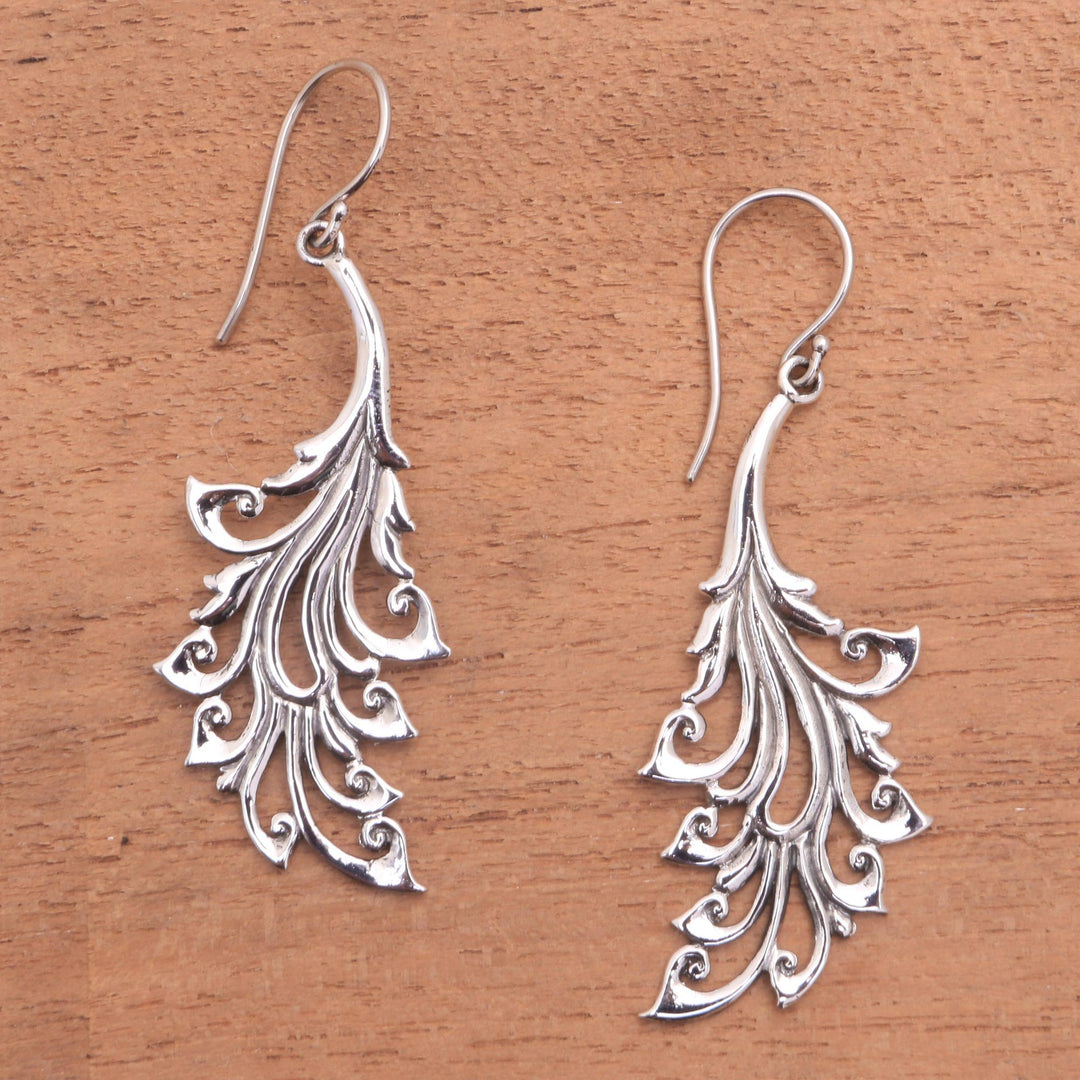 Curl Pattern Sterling Silver Dangle Earrings from Bali - Bladed Curls
