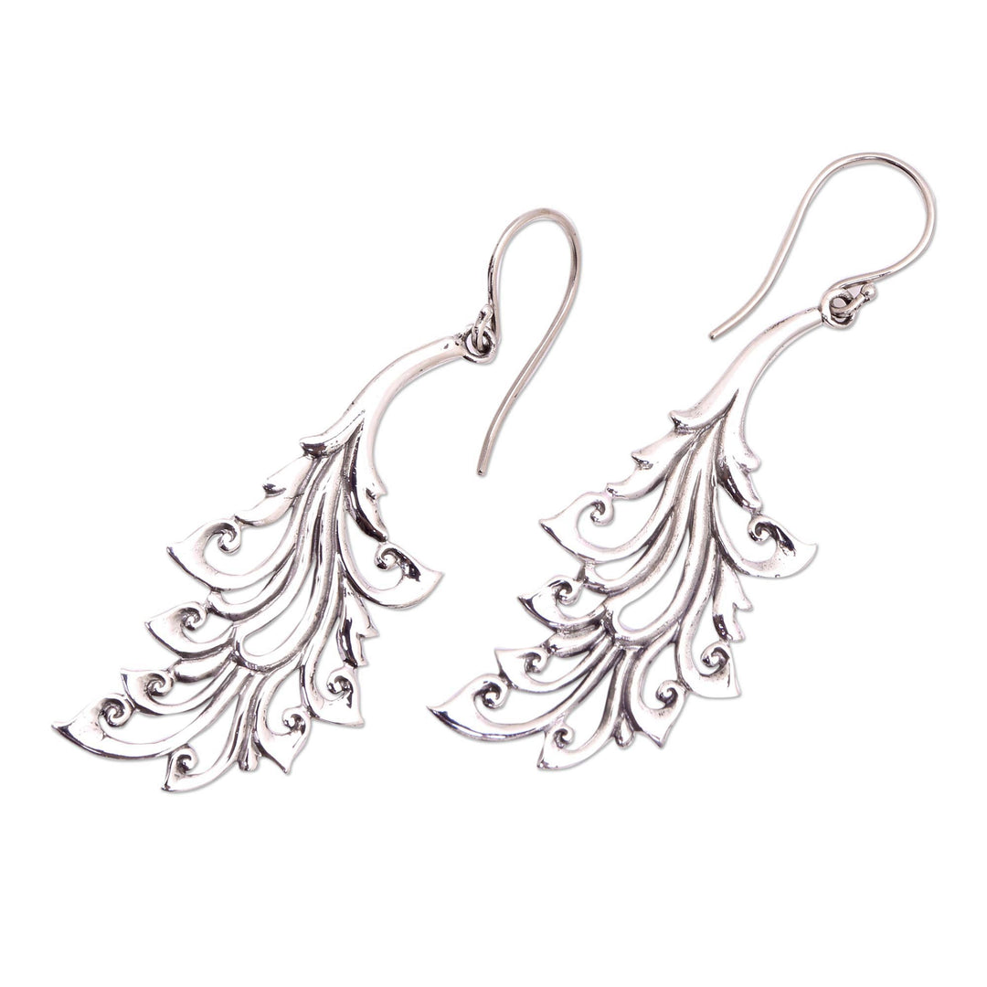 Curl Pattern Sterling Silver Dangle Earrings from Bali - Bladed Curls
