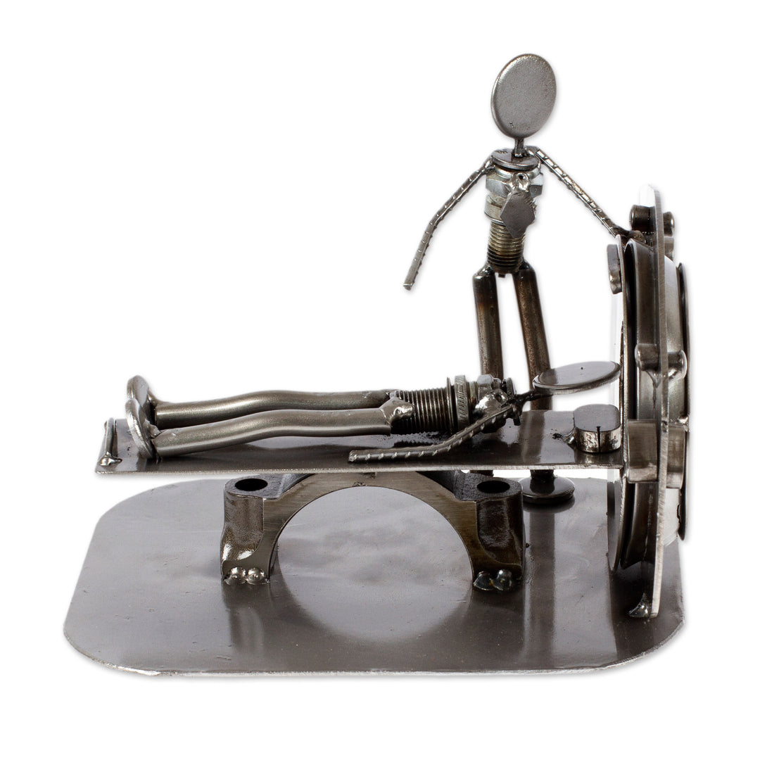 Upcycled Metal Auto Part Sculpture from Mexico - Day at the Doctor
