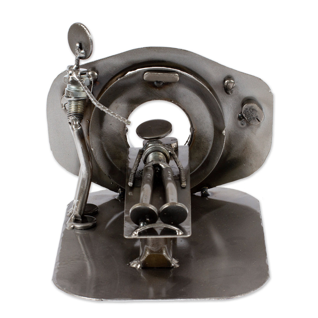 Upcycled Metal Auto Part Sculpture from Mexico - Day at the Doctor