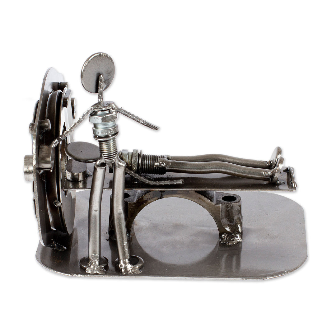 Upcycled Metal Auto Part Sculpture from Mexico - Day at the Doctor