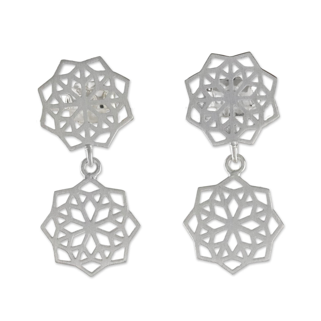 Geometric Sterling Silver Dangle Earrings from Thailand - Geometric Stars