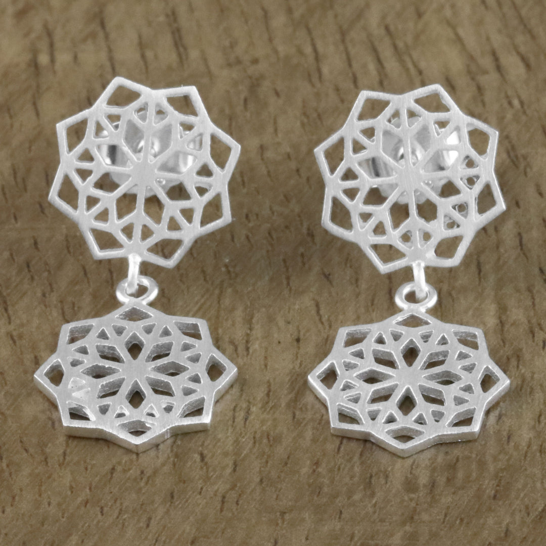 Geometric Sterling Silver Dangle Earrings from Thailand - Geometric Stars