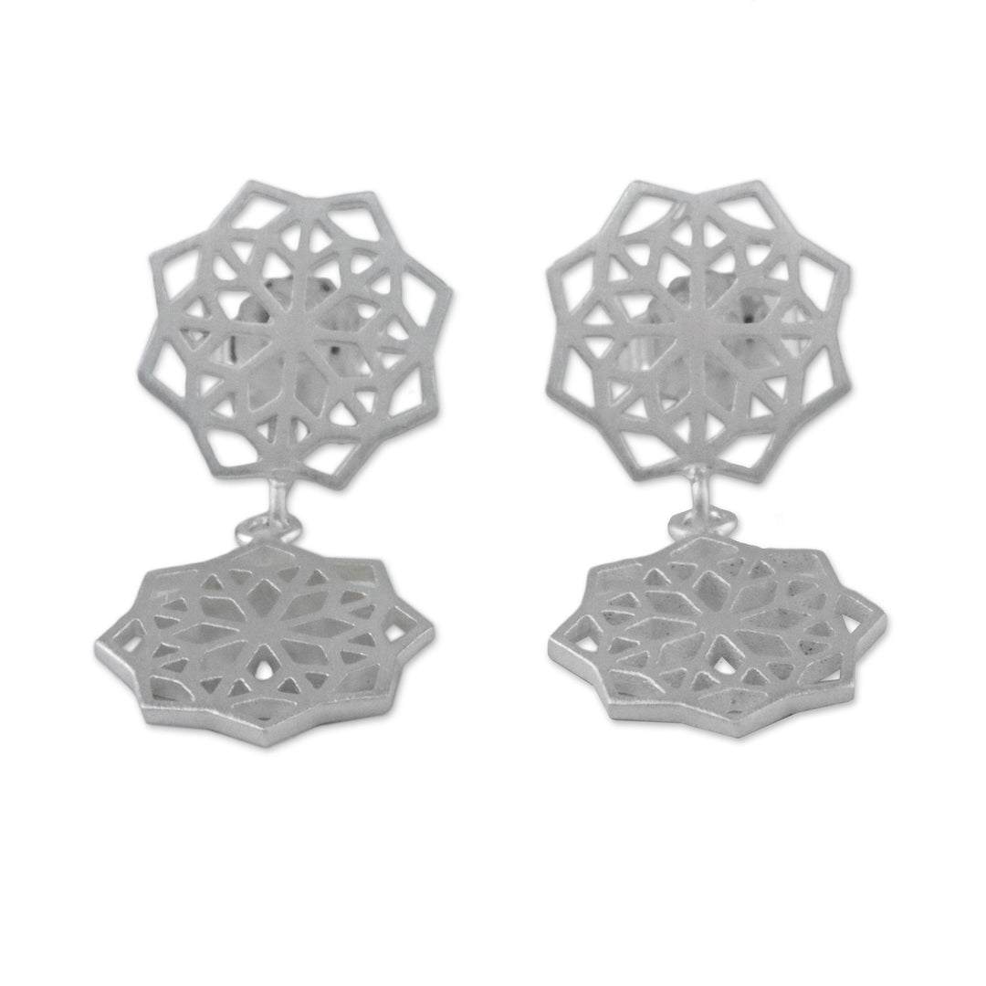 Geometric Sterling Silver Dangle Earrings from Thailand - Geometric Stars