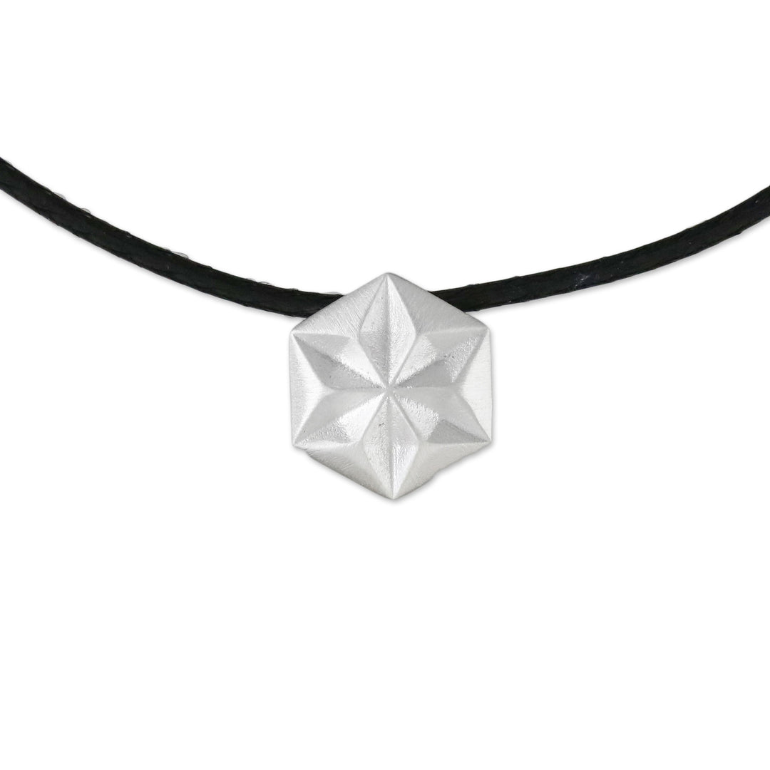 Hexagonal Sterling Silver Pendant Necklace from Thailand - Hexagonal Star