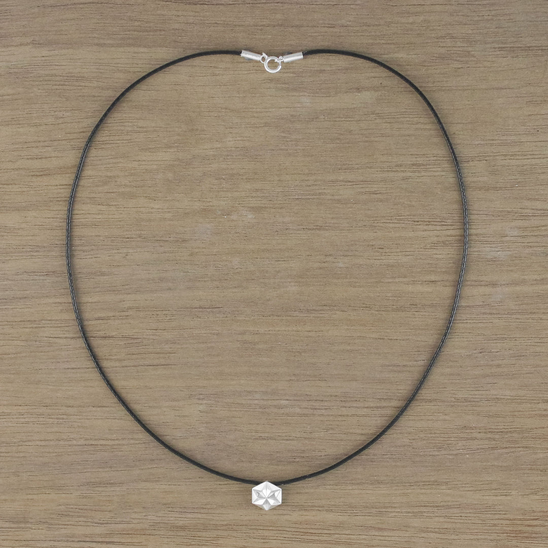 Hexagonal Sterling Silver Pendant Necklace from Thailand - Hexagonal Star