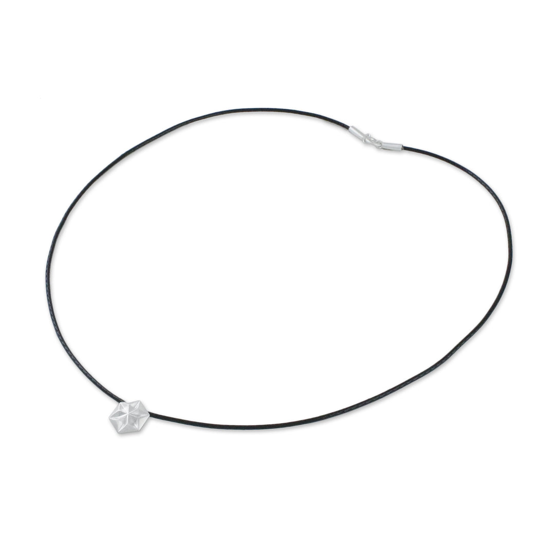 Hexagonal Sterling Silver Pendant Necklace from Thailand - Hexagonal Star