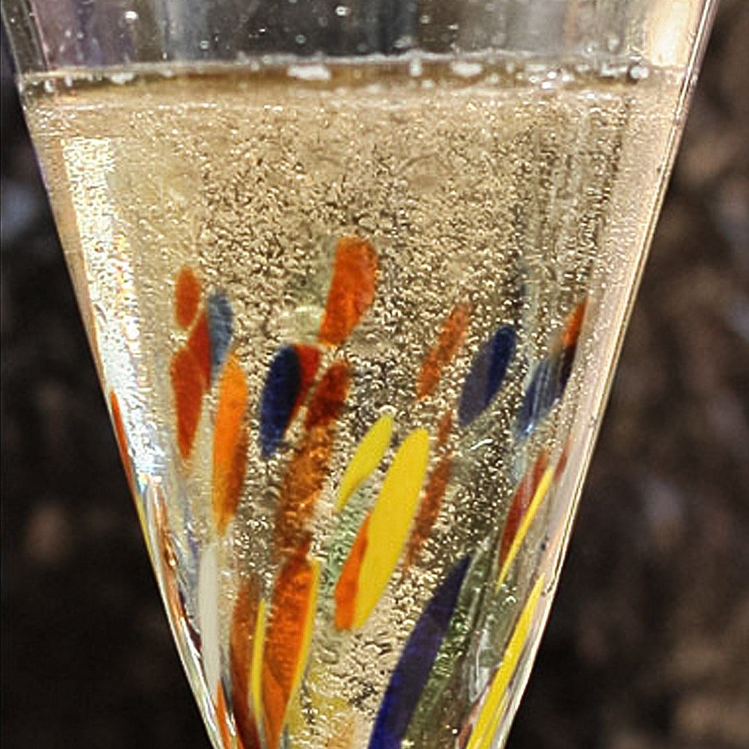 Mexican Handblown Glass Cocktail Champagne Flutes Set of 6 - Confetti