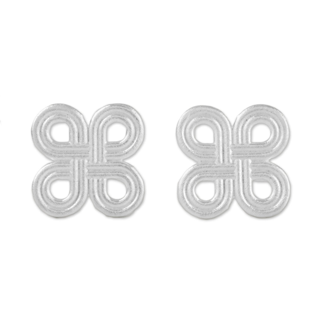 Clover-Patterned Loops Sterling Silver Stud Earrings - Interconnected Journey