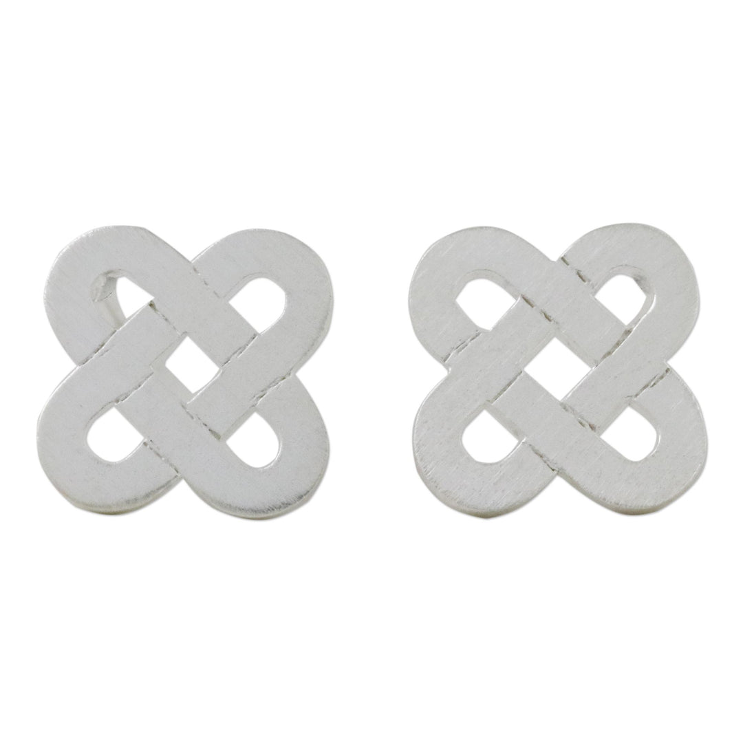 Crossed Ovals Sterling Silver Stud Earrings from Thailand - Cross Paths