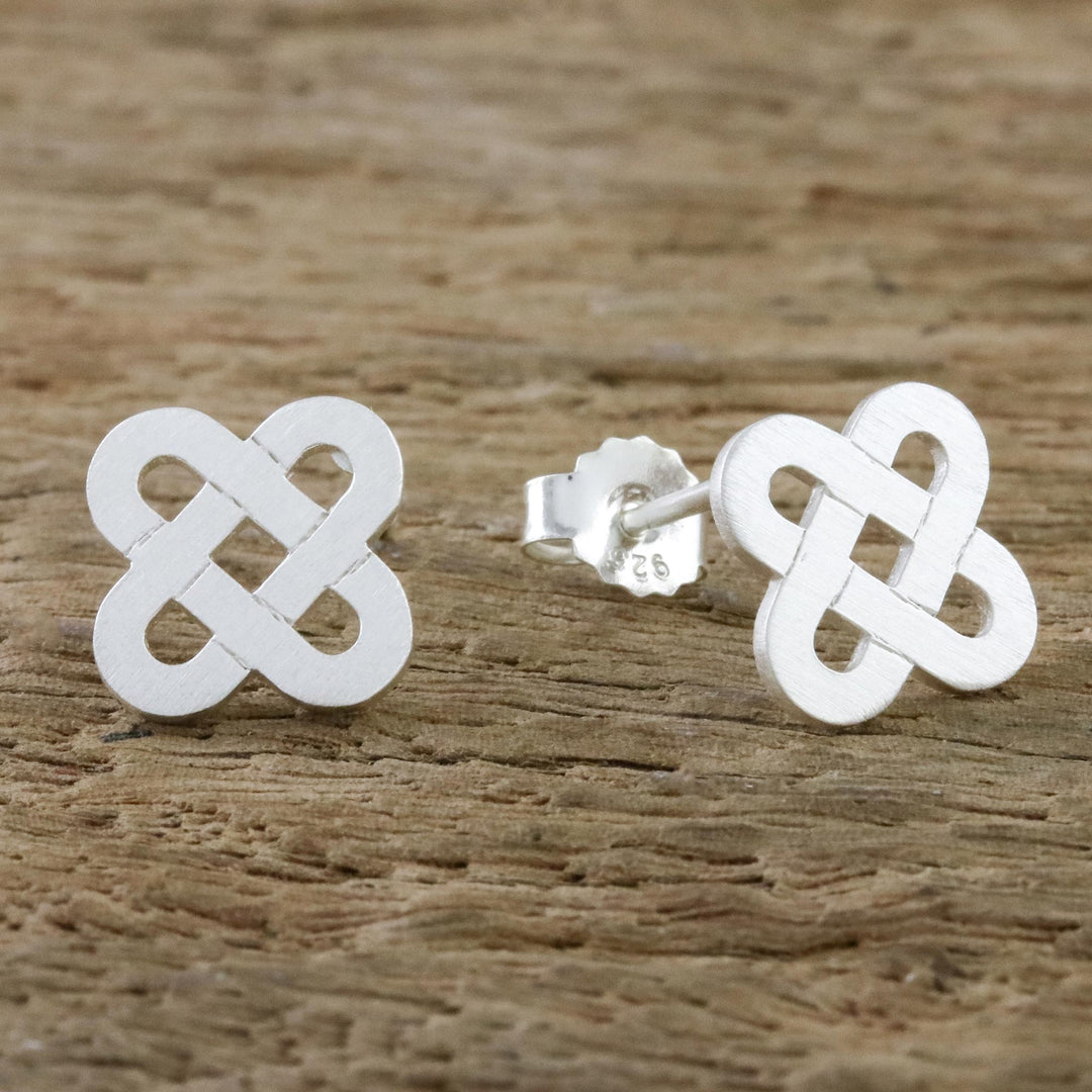 Crossed Ovals Sterling Silver Stud Earrings from Thailand - Cross Paths
