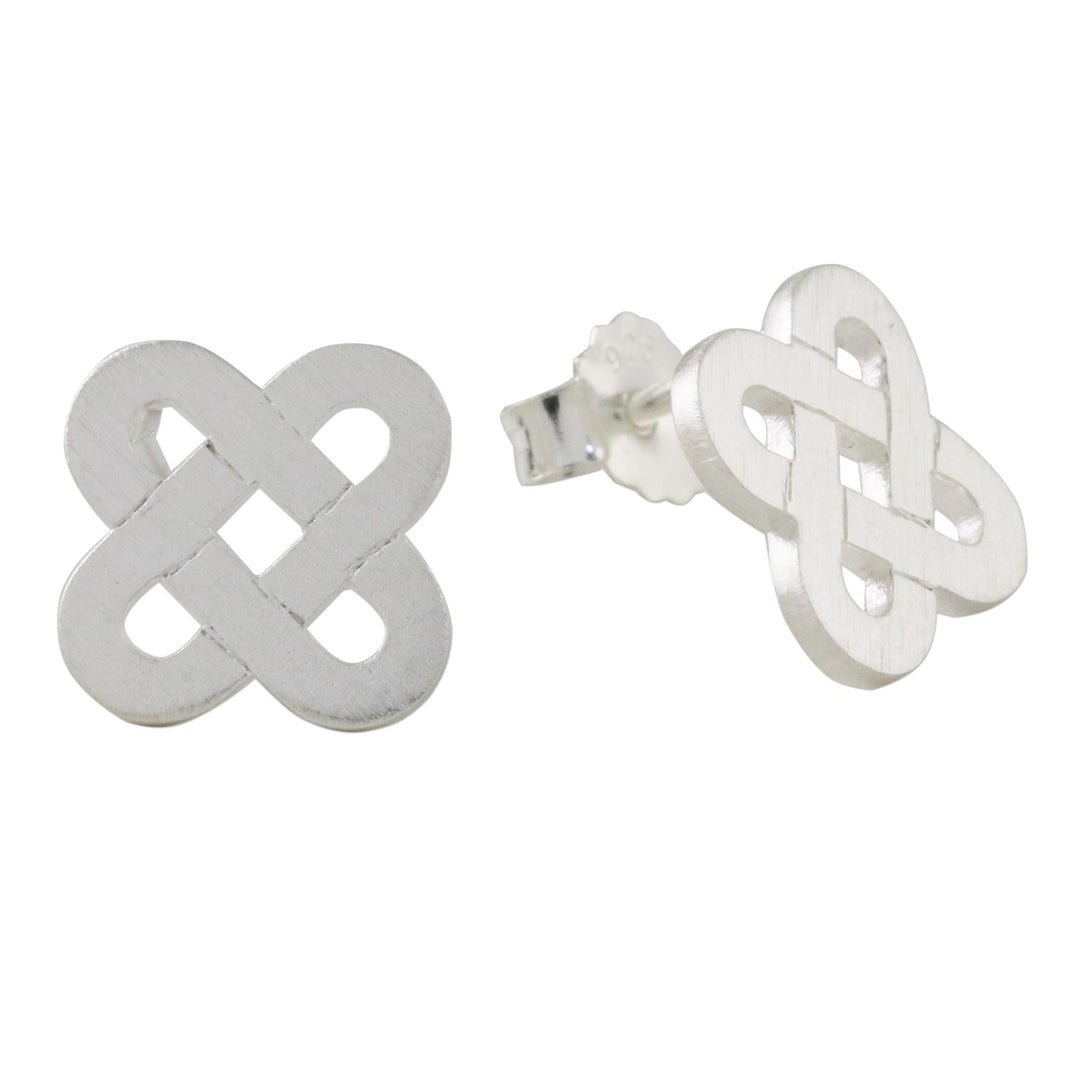 Crossed Ovals Sterling Silver Stud Earrings from Thailand - Cross Paths
