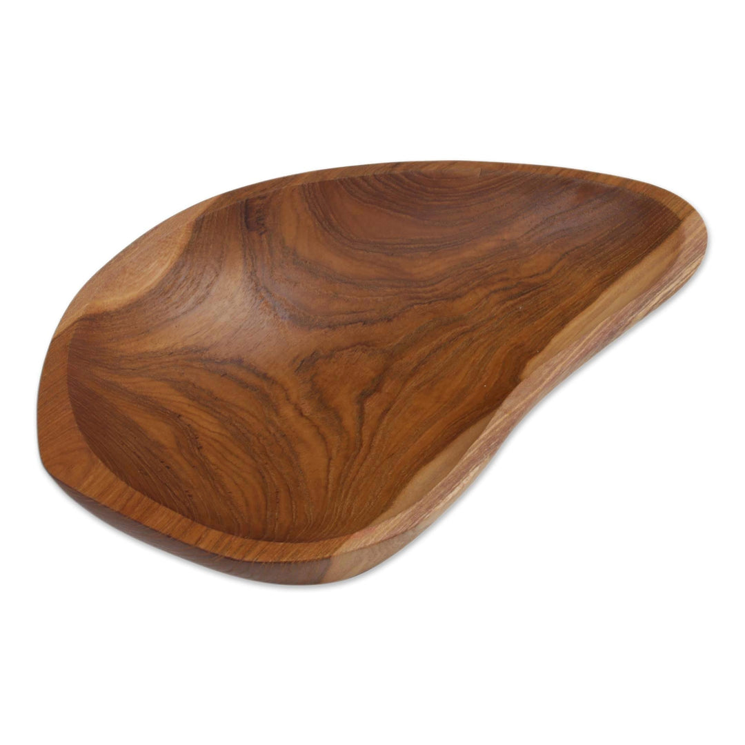 Hand Carved Teak Wood Appetizer Bowl from Bali - Nature's Course