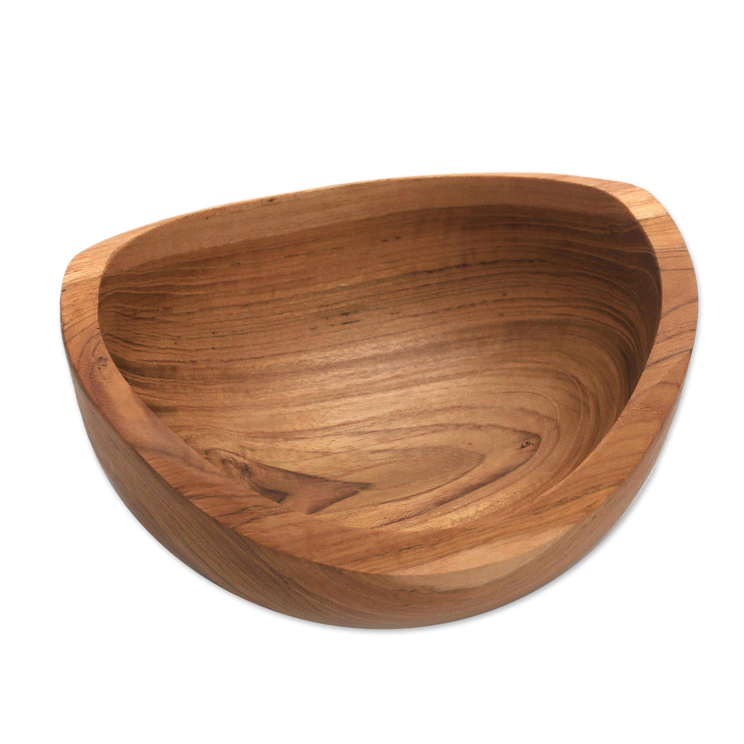 Handmade Teak Wood Snack Bowl from Bali - Brown Shell