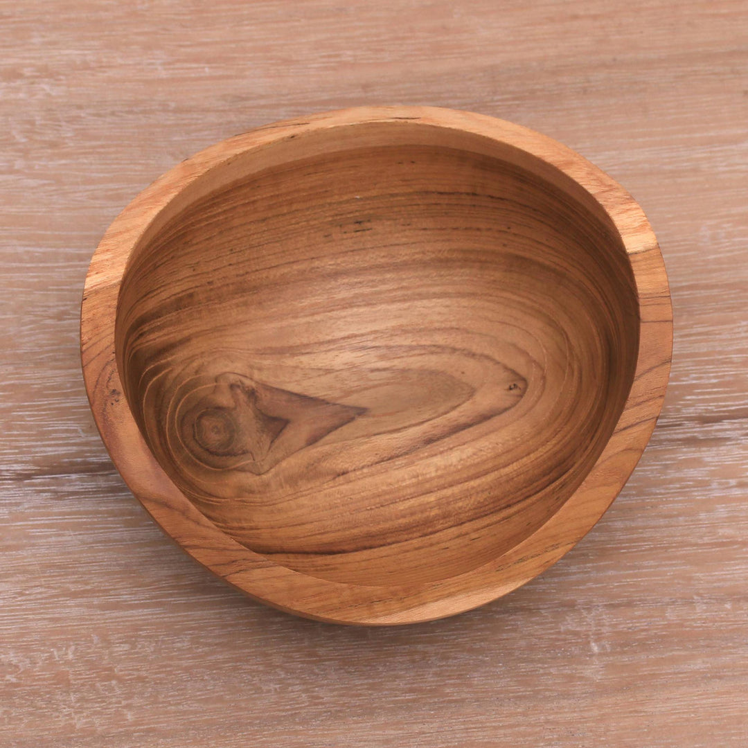 Handmade Teak Wood Snack Bowl from Bali - Brown Shell