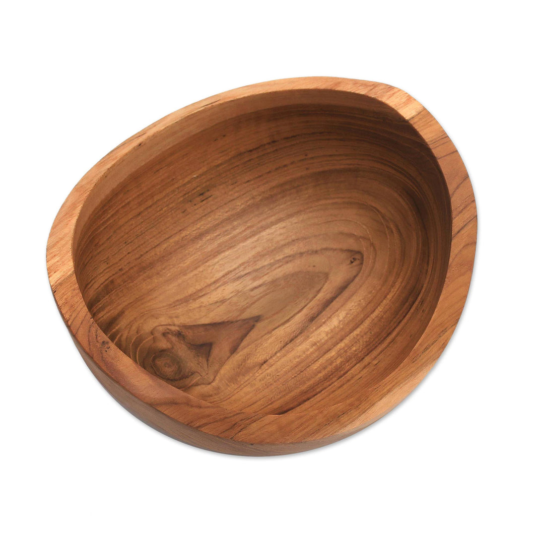 Handmade Teak Wood Snack Bowl from Bali - Brown Shell