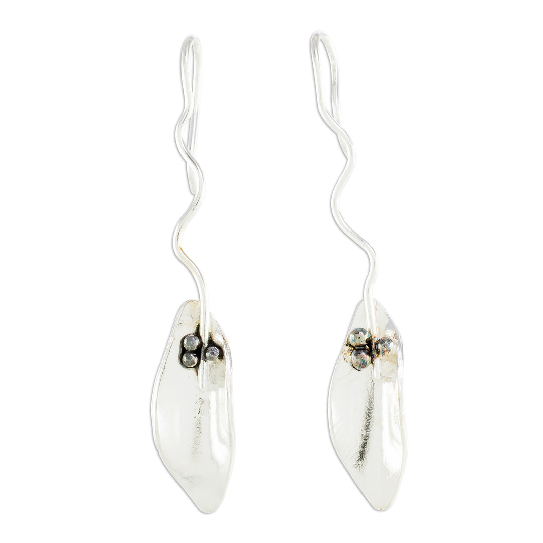 Leaf-Shaped Sterling Silver Drop Earrings from Costa Rica - Windy Leaves