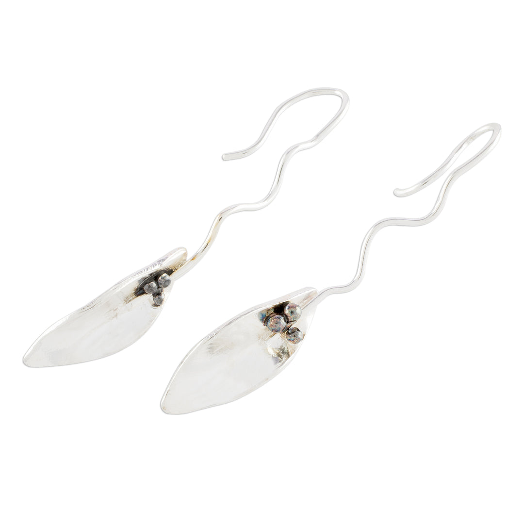 Leaf-Shaped Sterling Silver Drop Earrings from Costa Rica - Windy Leaves