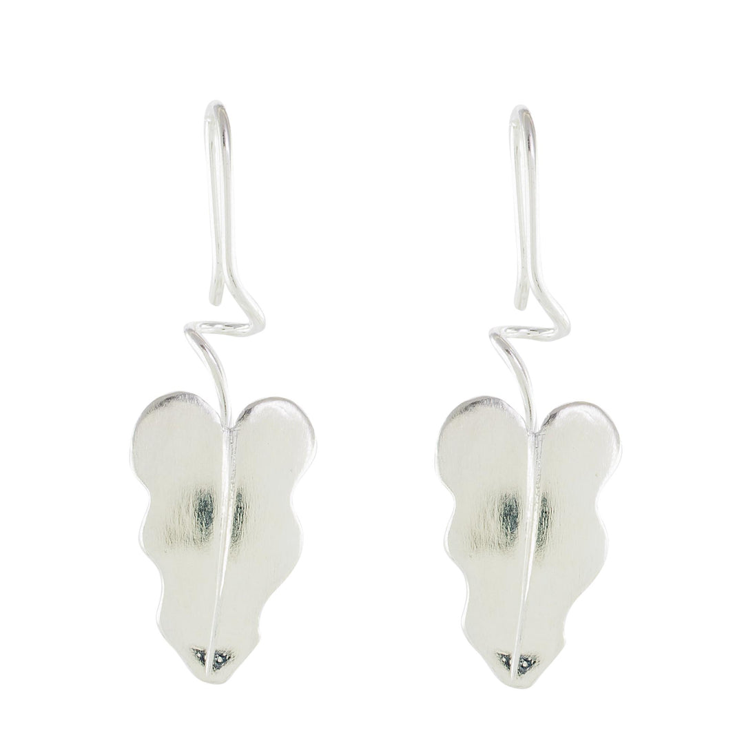 Sterling Silver Leaf Drop Earrings from Costa Rica - Twisting Leaves