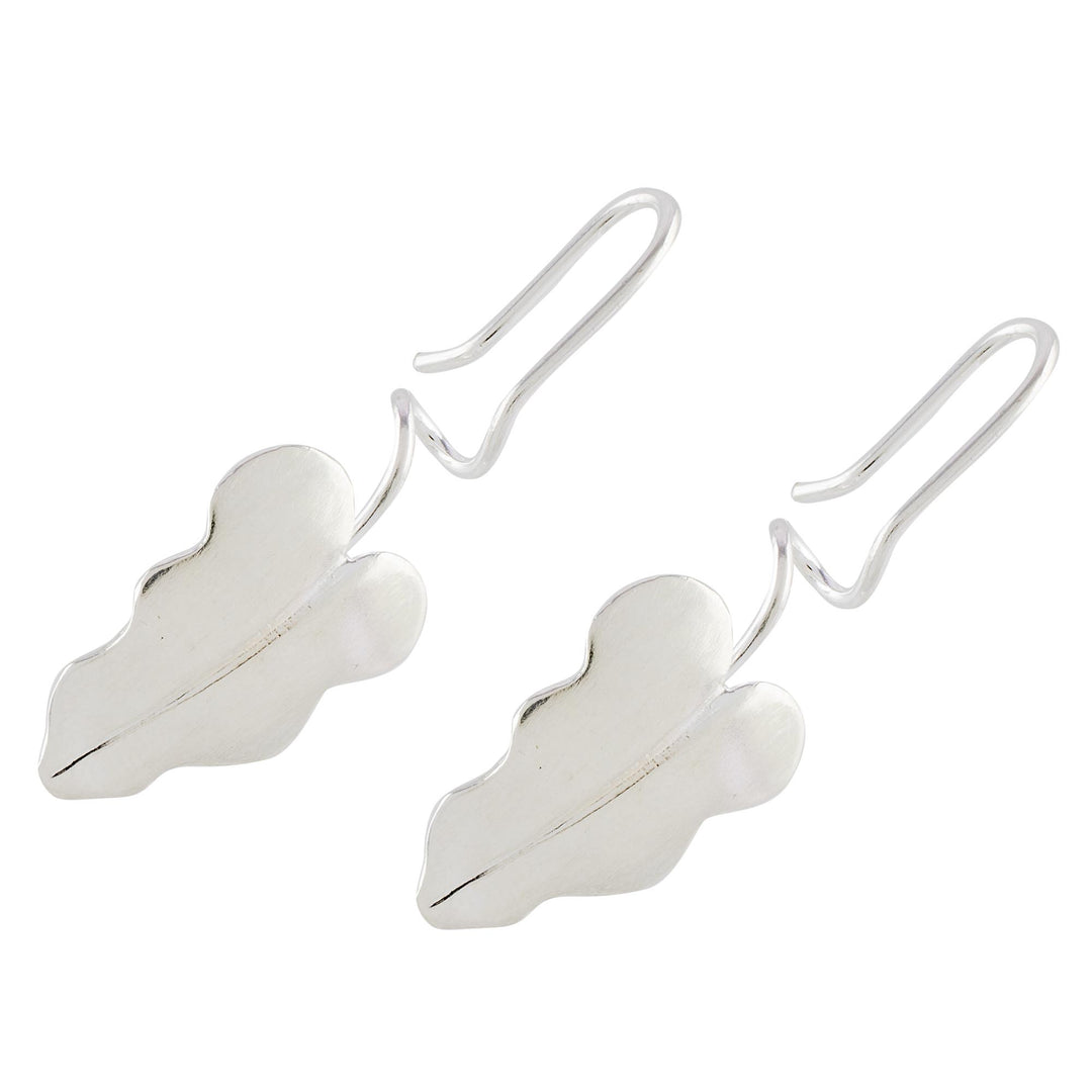 Sterling Silver Leaf Drop Earrings from Costa Rica - Twisting Leaves