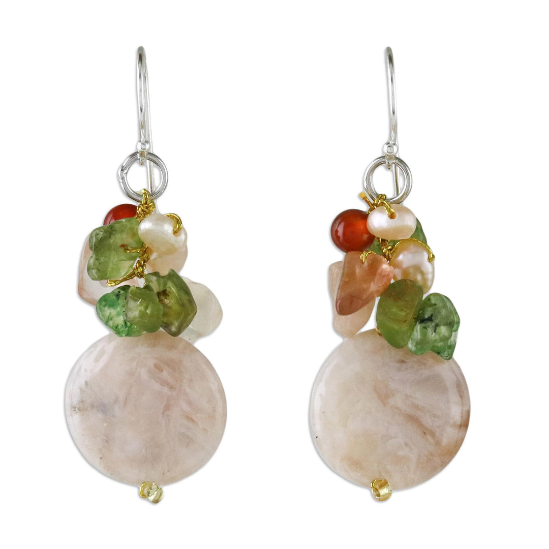 Multi-Gemstone Beaded Cluster Earrings from Thailand - Thai Joy