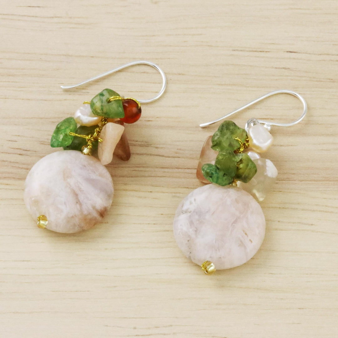 Multi-Gemstone Beaded Cluster Earrings from Thailand - Thai Joy
