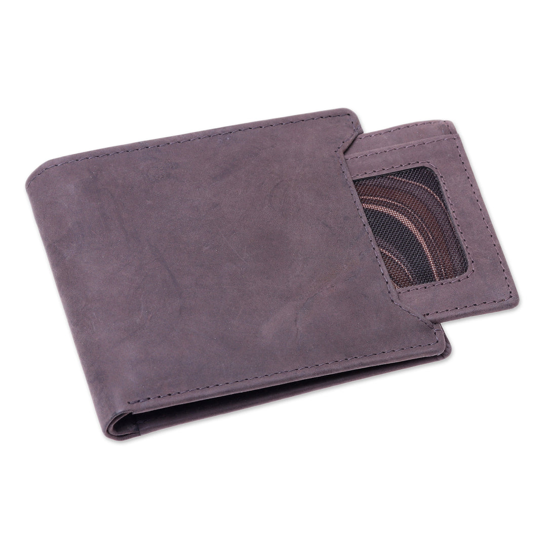 Men's Brown Leather Bi-Fold Wallet with Removable ID Holder - Modern Essentials in Brown