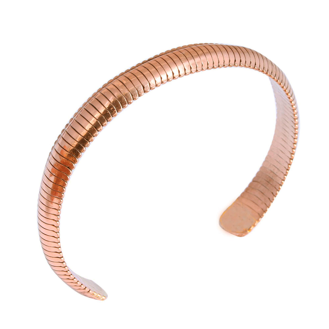 Handcrafted Unisex Upcycled Copper Cuff Bracelet from Mexico - Texture and Shine