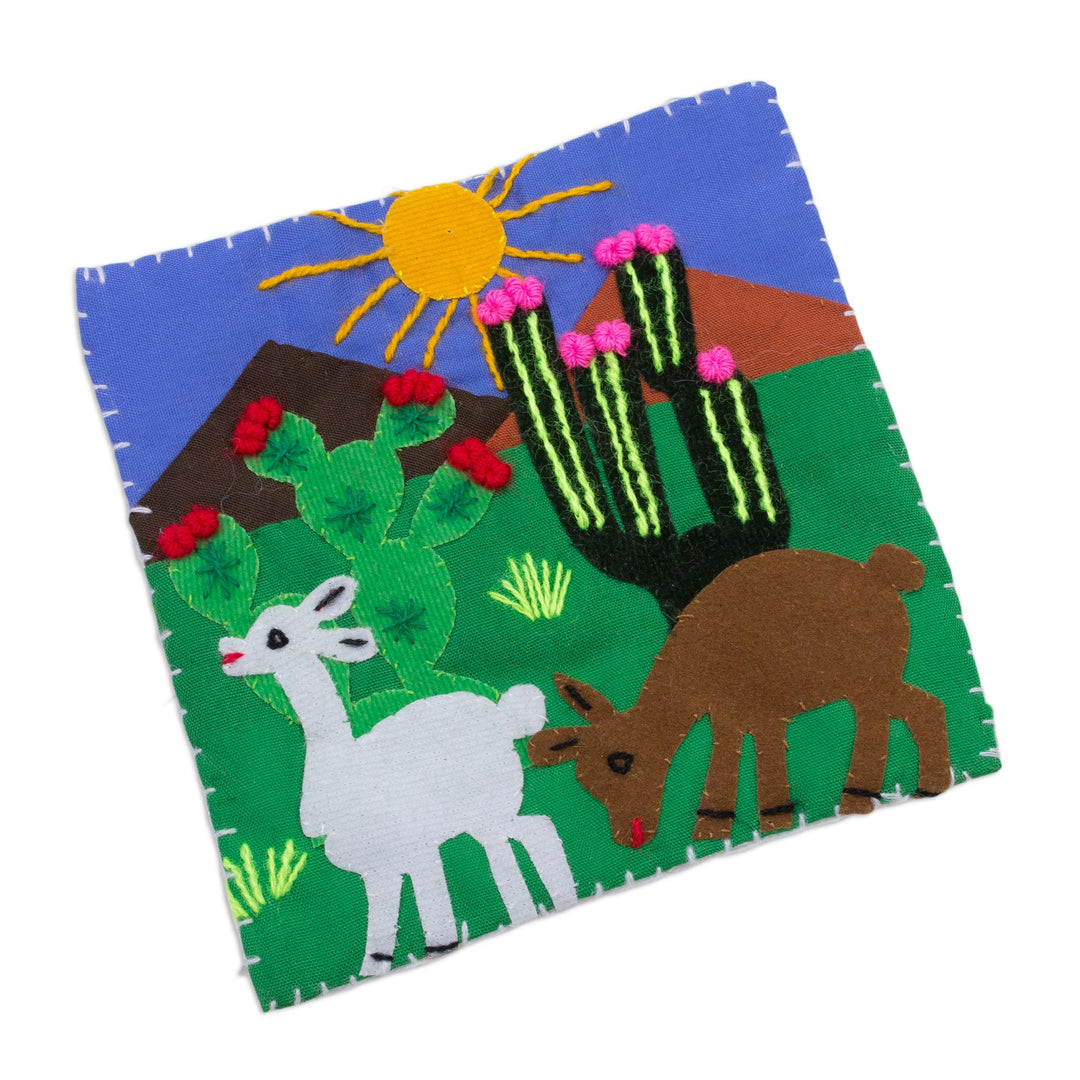 Animal-Themed Cotton Blend Arpillera Coasters (Set of 4) - Andean Life