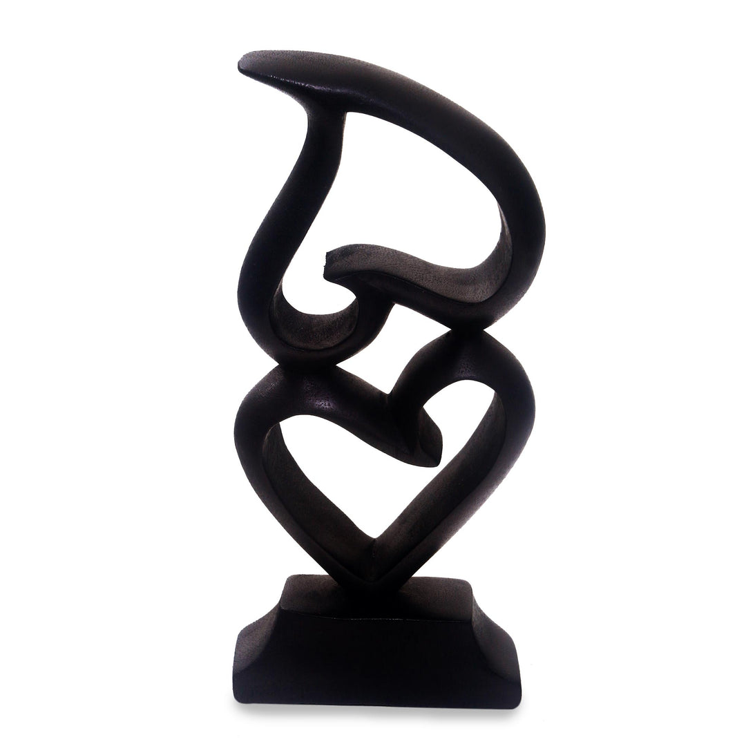 Heart Motif Suar Wood Sculpture from Bali - Stacking Hearts