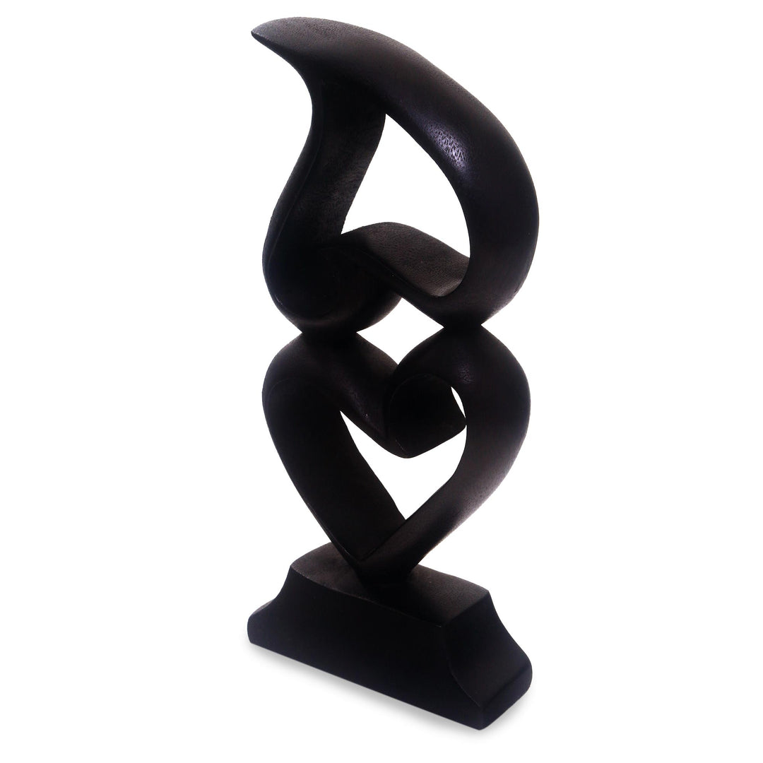 Heart Motif Suar Wood Sculpture from Bali - Stacking Hearts